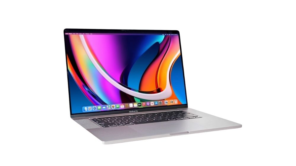 A MacBook Pro on a white background.