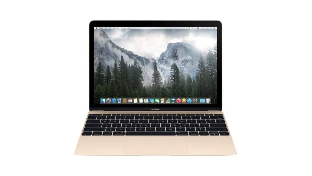 An older MacBook on a white background.