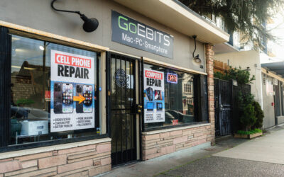 goebits retail storefront facade and sign that reads cell phone repair and copmuter repair in seattle near university district area