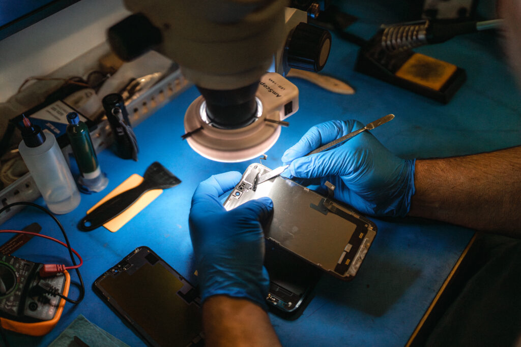 Advanced motherboard micro-soldering and liquid damage repair by trained specialists.