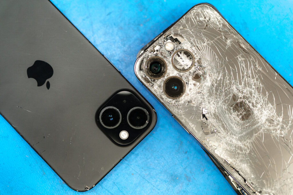 apple iphone before and after repair of screen battery and camera