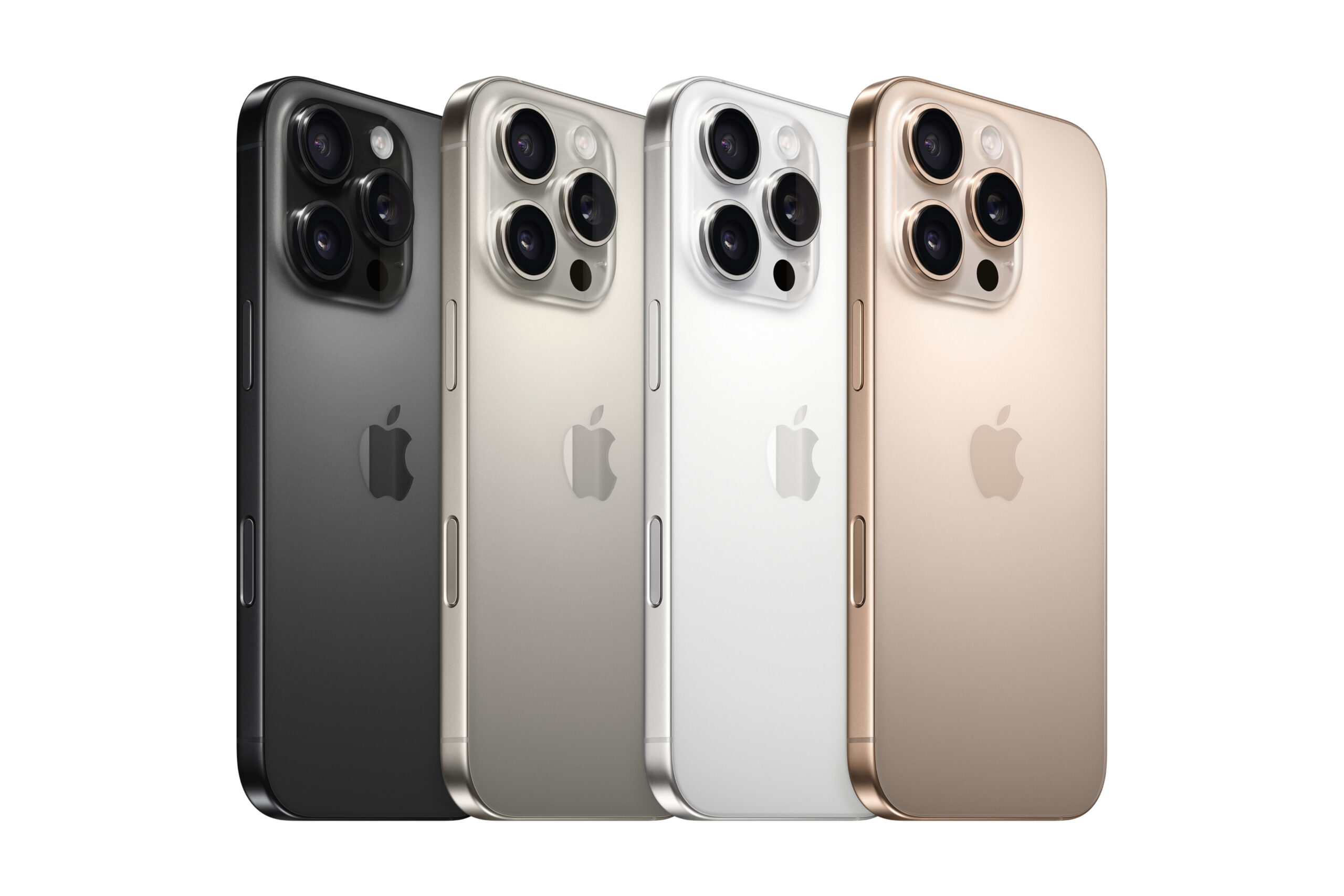 apple iphone 16 pro in black silver white and gold